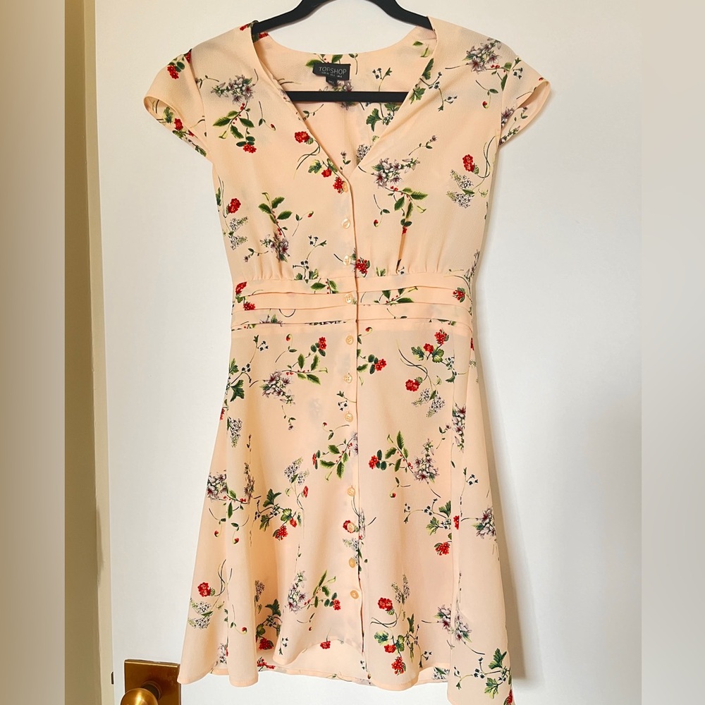 Topshop pink floral tea dress
